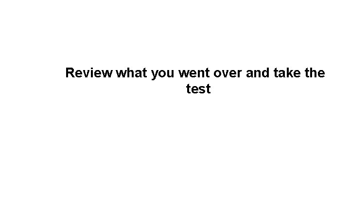 Review what you went over and take the test 