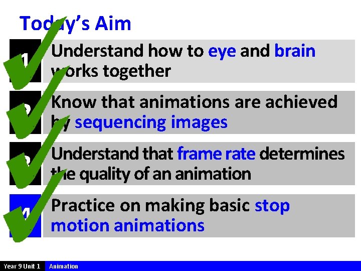 Today’s Aim 1 Understand how to eye and brain works together 2 Know that
