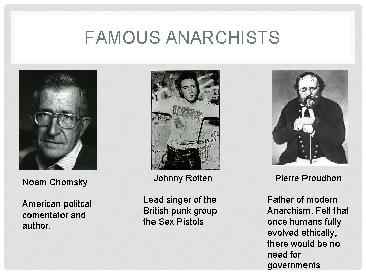 ANARCHY Throughout history there have been plenty of