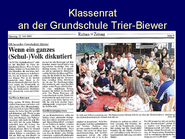 Klassenrat an der Grundschule Trier-Biewer 