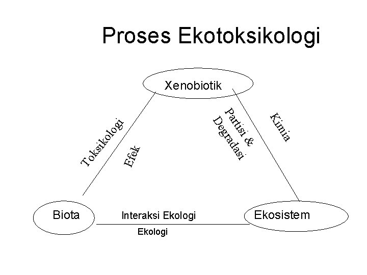 Proses Ekotoksikologi Efe k log iko ks To a Ekologi mi Interaksi Ekologi Ki