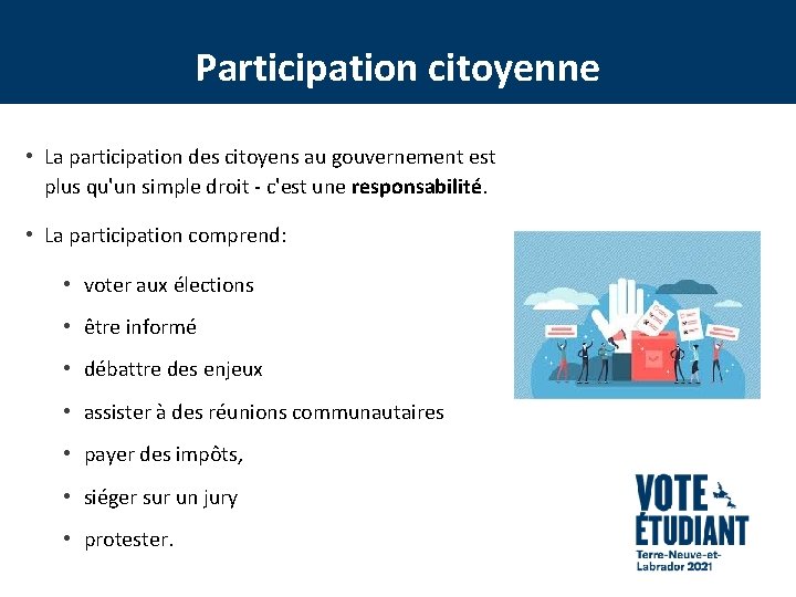 Participation citoyenne • La participation des citoyens au gouvernement est plus qu'un simple droit