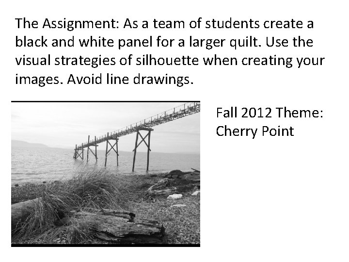 The Assignment: As a team of students create a black and white panel for