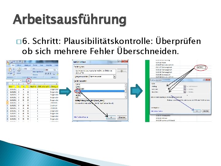 Arbeitsausführung � 6. Schritt: Plausibilitätskontrolle: Überprüfen ob sich mehrere Fehler Überschneiden. 