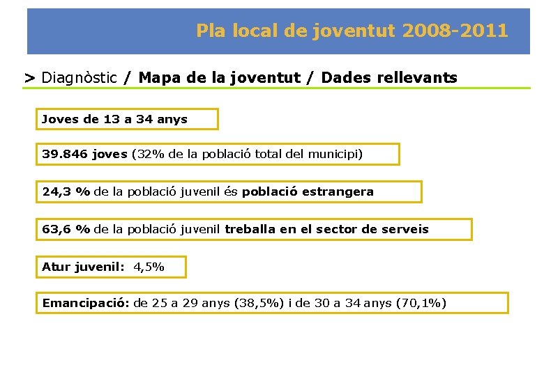 Pla local de joventut 2008 -2011 > Diagnòstic / Mapa de la joventut /