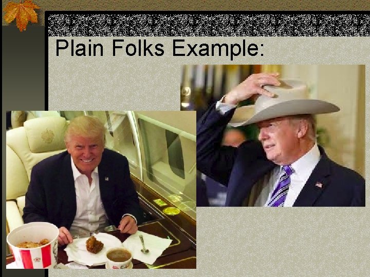 Plain Folks Example: 