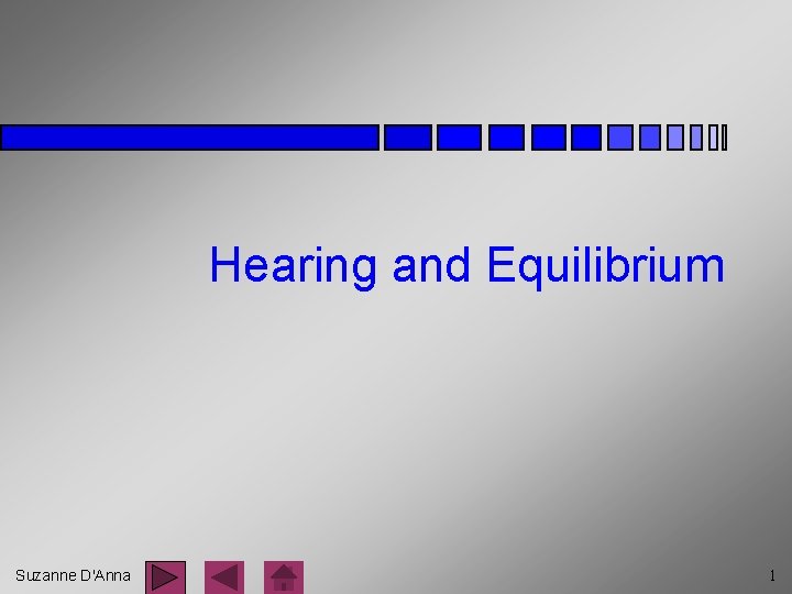 Hearing and Equilibrium Suzanne D'Anna 1 