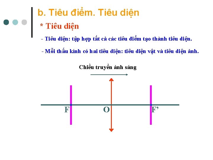 b. Tiêu điểm. Tiêu diện * Tiêu diện - Tiêu diện: tập hợp tất