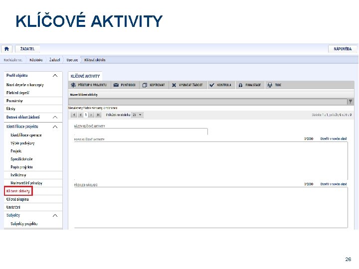 KLÍČOVÉ AKTIVITY 26 