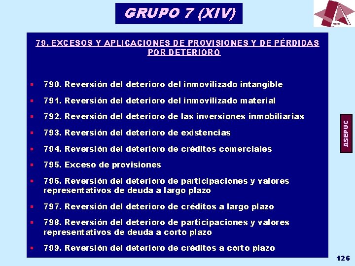 GRUPO 7 (XIV) § 790. Reversión del deterioro del inmovilizado intangible § 791. Reversión