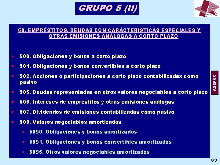 GRUPO 5 (II) § 500. Obligaciones y bonos a corto plazo § 501. Obligaciones