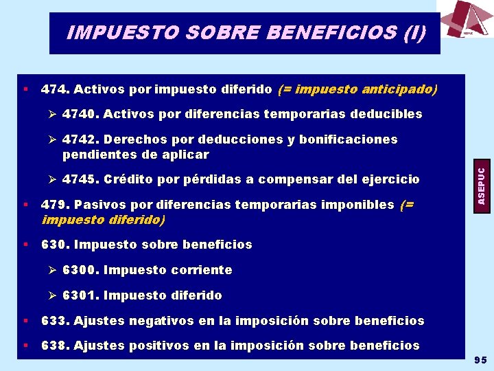 IMPUESTO SOBRE BENEFICIOS (I) § 474. Activos por impuesto diferido (= impuesto anticipado) Ø