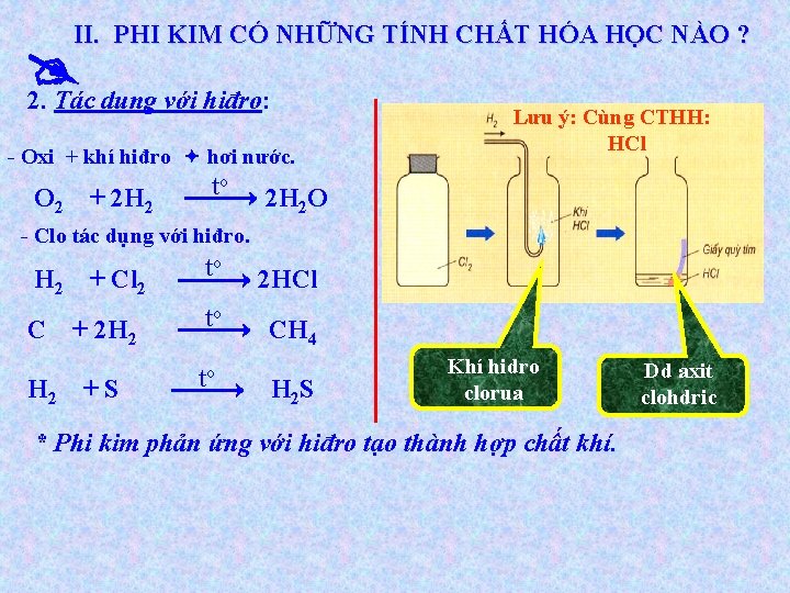 II. PHI KIM CÓ NHỮNG TÍNH CHẤT HÓA HỌC NÀO ? 2. Tác dụng