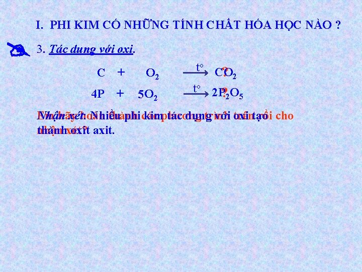 I. PHI KIM CÓ NHỮNG TÍNH CHẤT HÓA HỌC NÀO ? 3. Tác dụng