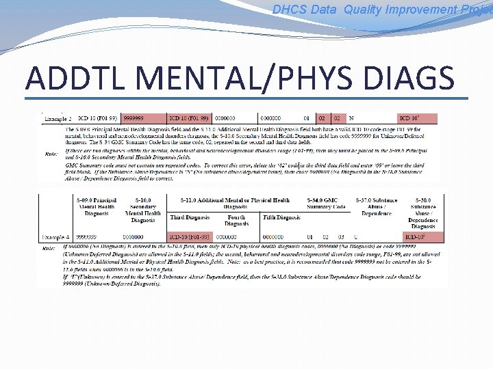 DHCS Data Quality Improvement Projec ADDTL MENTAL/PHYS DIAGS 