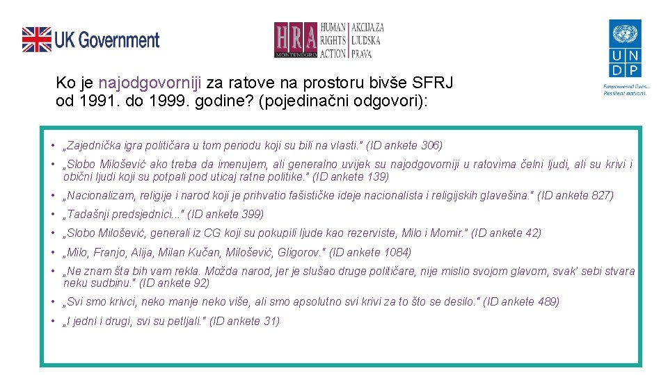 Ko je najodgovorniji za ratove na prostoru bivše SFRJ od 1991. do 1999. godine?