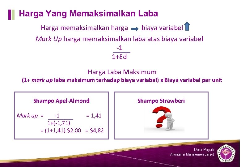 Harga Yang Memaksimalkan Laba Harga memaksimalkan harga biaya variabel Mark Up harga memaksimalkan laba