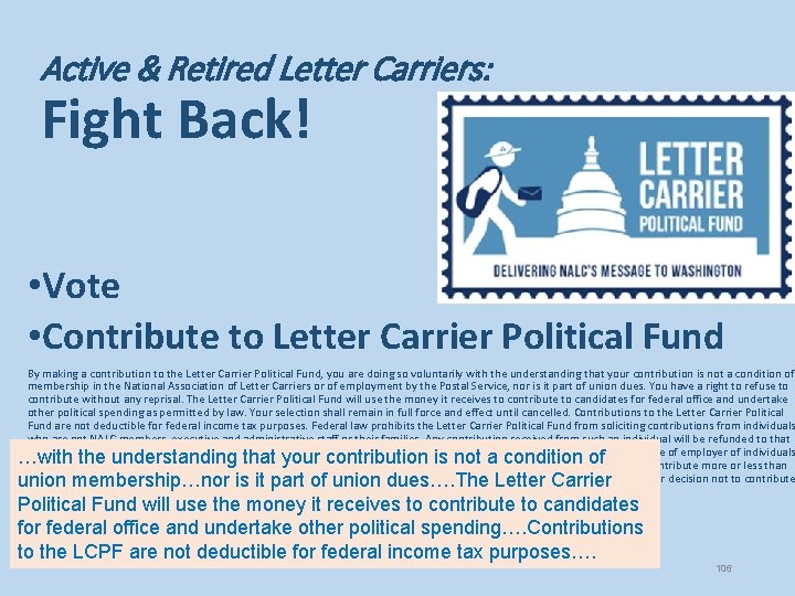 Active & Retired Letter Carriers: Fight Back! • Vote • Contribute to Letter Carrier