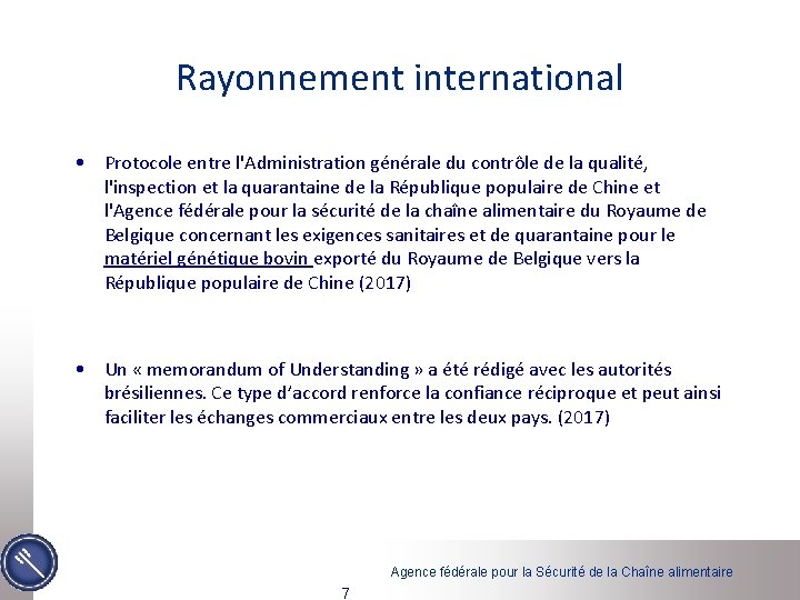 Rayonnement international • Protocole entre l'Administration générale du contrôle de la qualité, l'inspection et