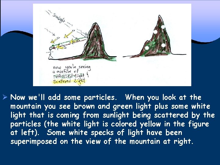 Ø Now we'll add some particles. When you look at the mountain you see