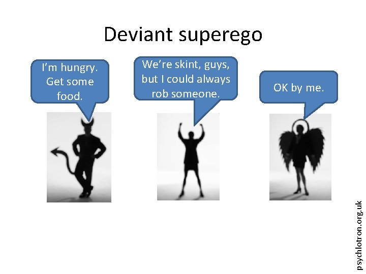 Deviant superego We’re skint, guys, but I could always rob someone. OK by me.