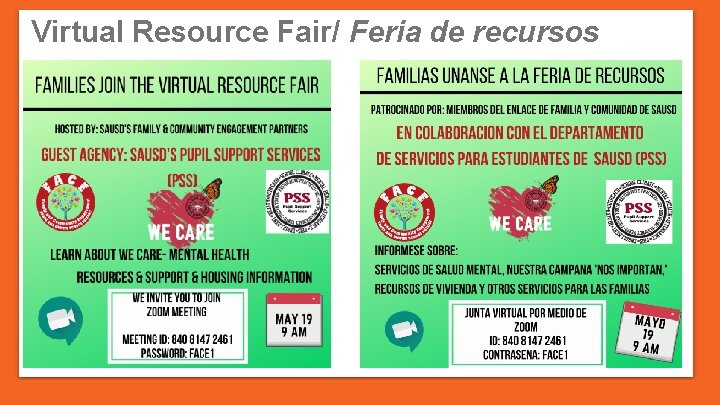 Virtual Resource Fair/ Feria de recursos 