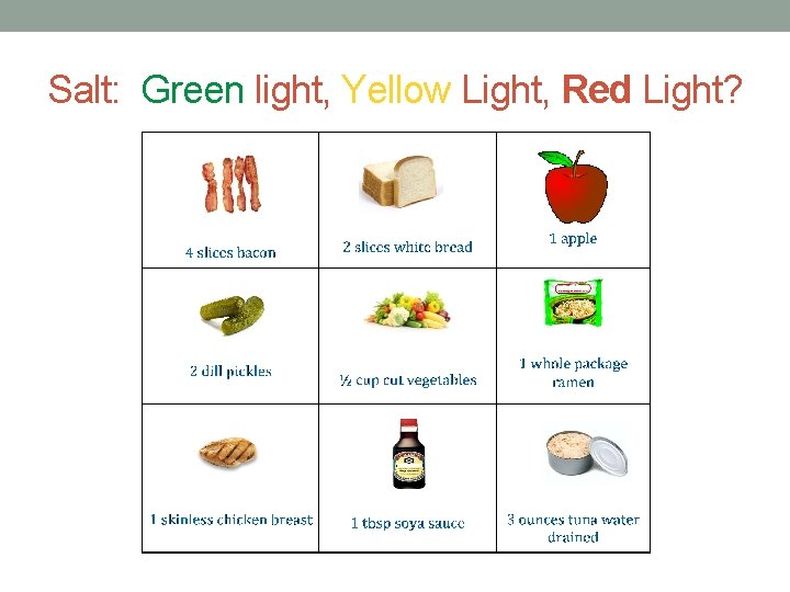 Salt: Green light, Yellow Light, Red Light? 