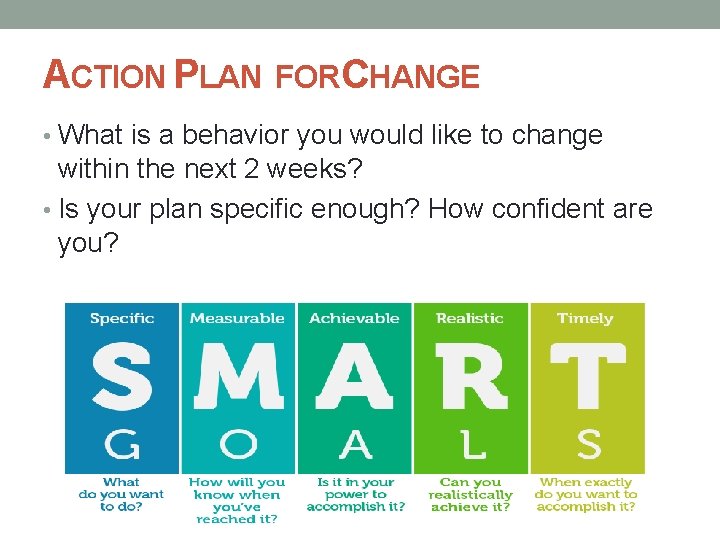 ACTION PLAN FORCHANGE • What is a behavior you would like to change within