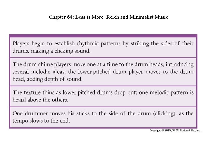 Chapter 64: Less is More: Reich and Minimalist Music 