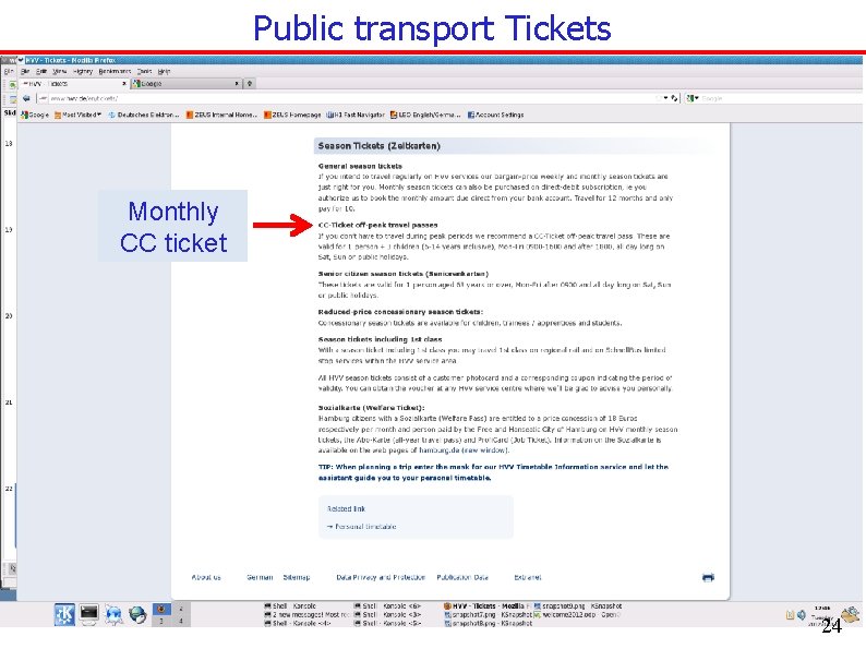 Public transport Tickets Monthly CC ticket 24 