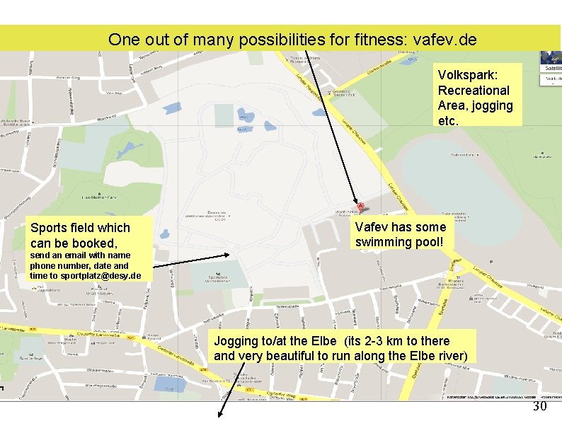 One out of many possibilities for fitness: vafev. de Volkspark: Recreational Area, jogging etc.