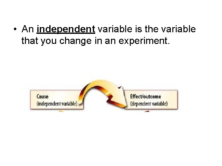 • An independent variable is the variable that you change in an experiment. • An independent variable is the variable that you change in an experiment.