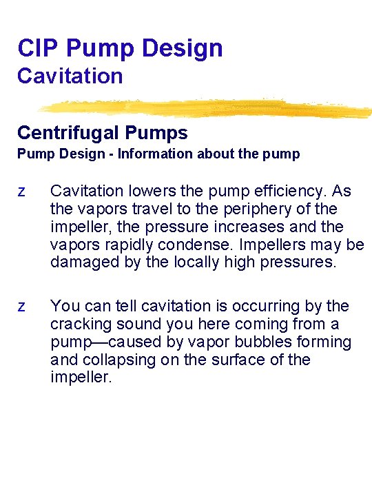 CIP Pump Design Cavitation Centrifugal Pumps Pump Design - Information about the pump z