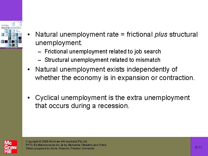  • Natural unemployment rate = frictional plus structural unemployment. – Frictional unemployment related