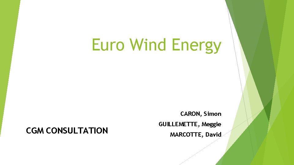 Euro Wind Energy CARON, Simon CGM CONSULTATION GUILLEMETTE, Meggie MARCOTTE, David 