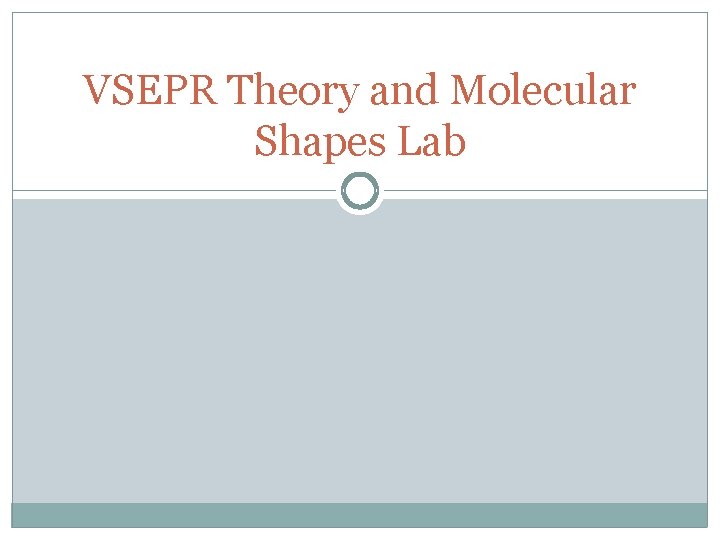 VSEPR Theory and Molecular Shapes Lab 