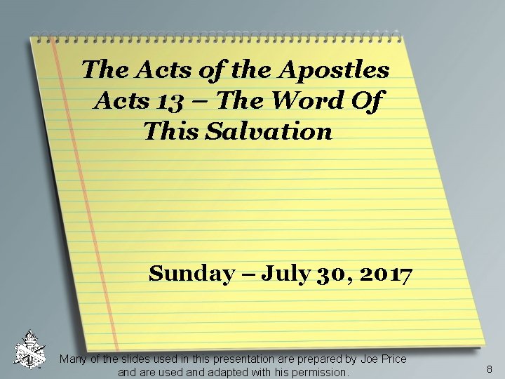 The Acts of the Apostles Acts 13 – The Word Of This Salvation Sunday