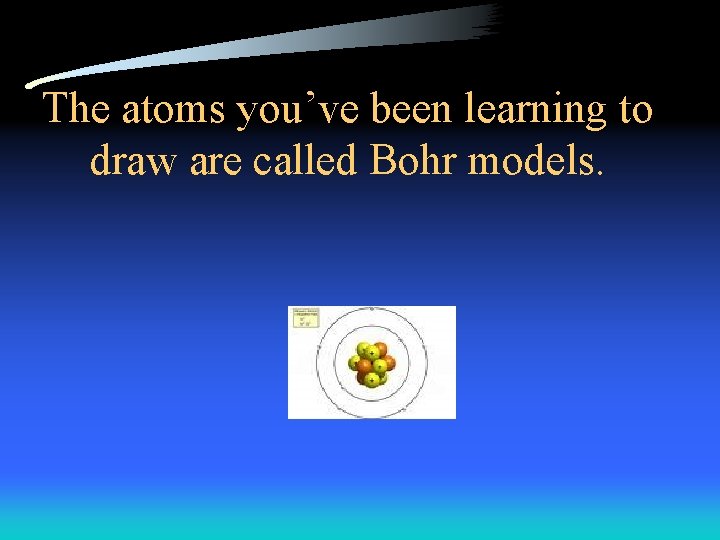 The atoms you’ve been learning to draw are called Bohr models. 