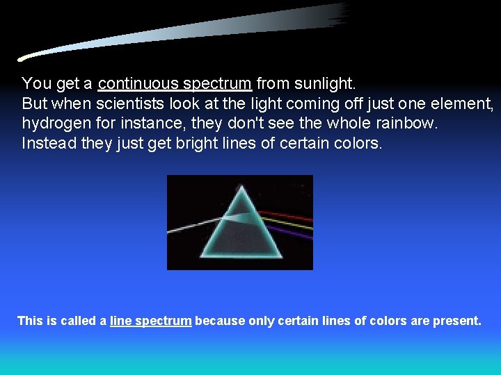 You get a continuous spectrum from sunlight. But when scientists look at the light