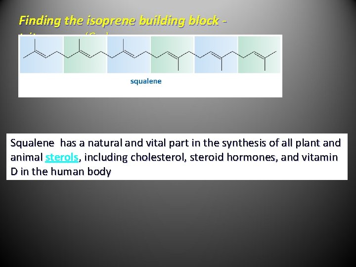 Finding the isoprene building block triterpenes (C 30) - Squalene has a natural and