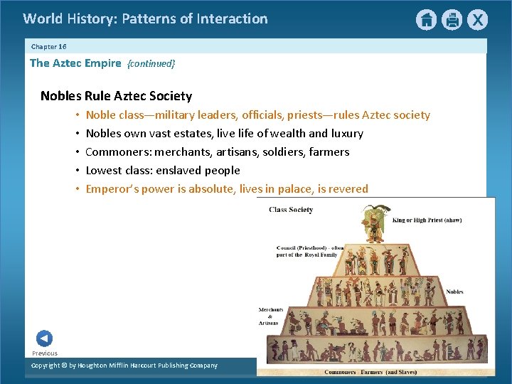 World History: Patterns of Interaction Chapter 16 The Aztec Empire {continued} Nobles Rule Aztec World History: Patterns of Interaction Chapter 16 The Aztec Empire {continued} Nobles Rule Aztec