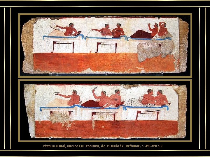 Pintura mural, afresco em Paestum, do Túmulo de Tuffatore, c. 490 -470 a. C.