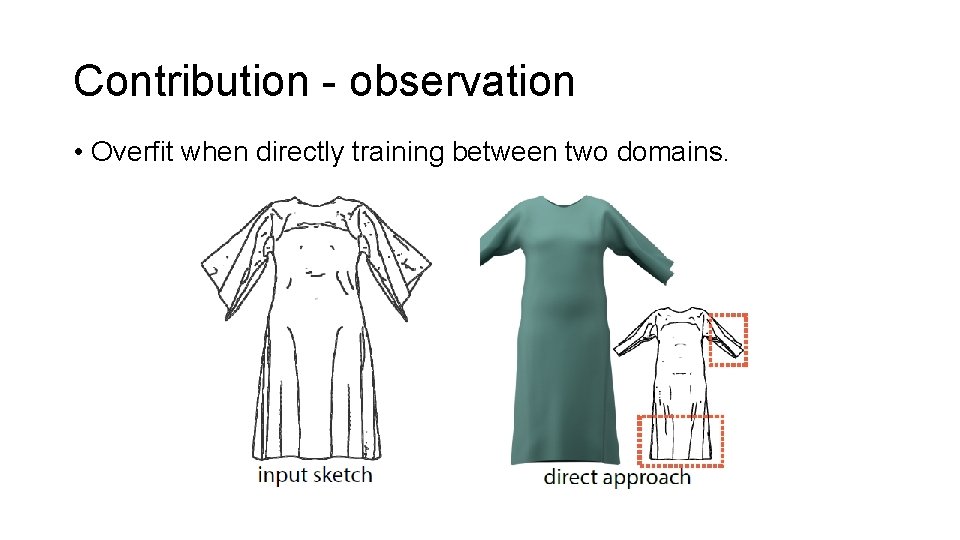 Contribution - observation • Overfit when directly training between two domains. 