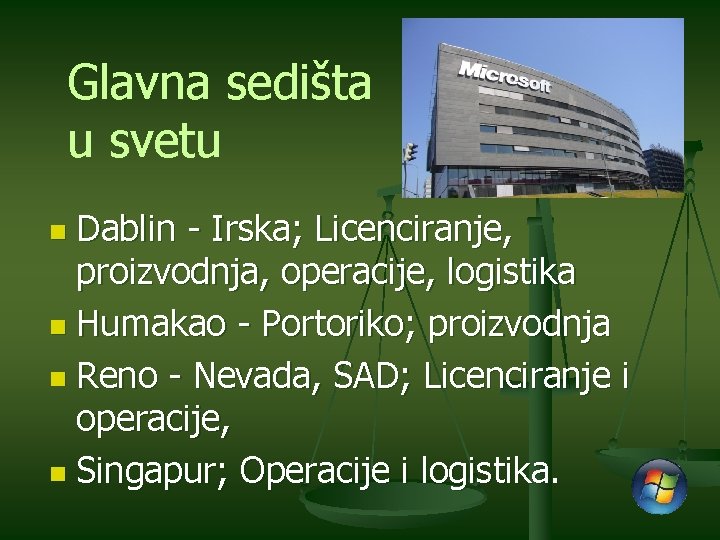 Glavna sedišta u svetu Dablin - Irska; Licenciranje, proizvodnja, operacije, logistika n Humakao -