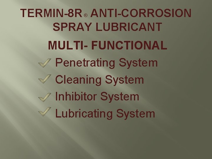 TERMIN8 R ANTICORROSION SPRAY LUBRICANT Reefer Service TERMIN8
