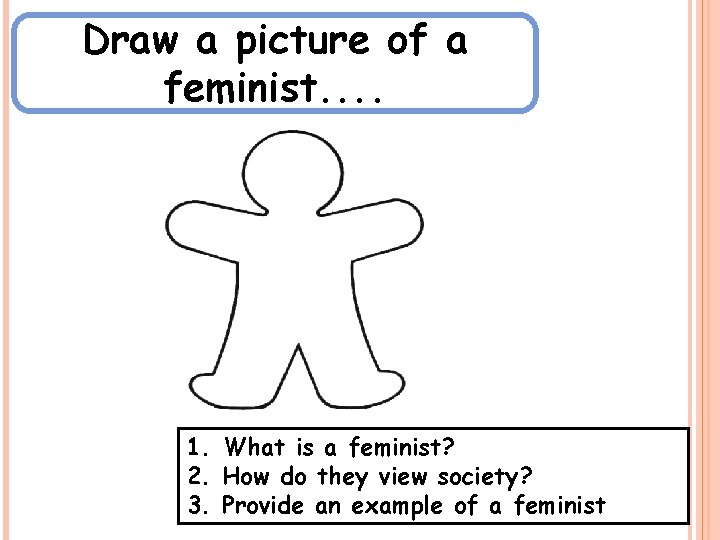 Draw a picture of a feminist. . 1. What is a feminist? 2. How