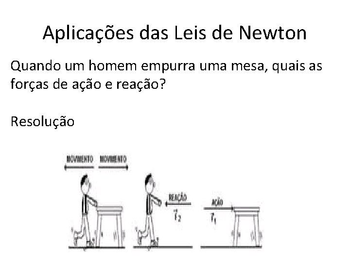 Aplicações das Leis de Newton Quando um homem empurra uma mesa, quais as forças