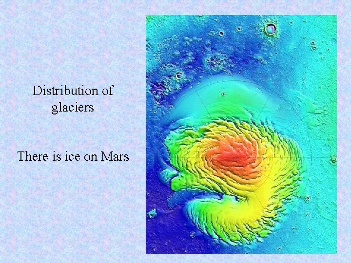 Distribution of glaciers There is ice on Mars 