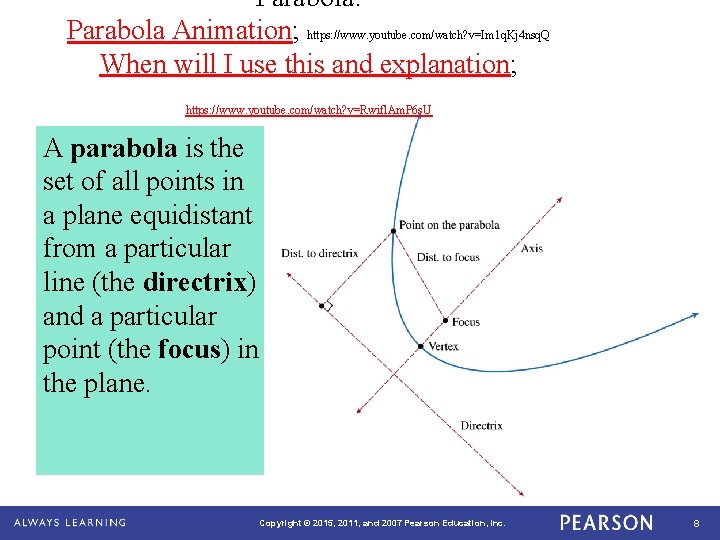 Parabola: Parabola Animation; https: //www. youtube. com/watch? v=Im 1 q. Kj 4 nsq. Q