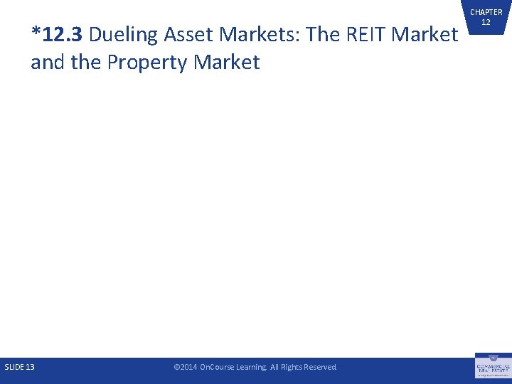 *12. 3 Dueling Asset Markets: The REIT Market and the Property Market SLIDE 13